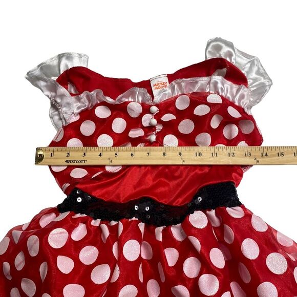Disney Minnie Mouse Polka Dot Dress and Matching Sequined Mouse Ears L (10-12) - Picture 3 of 10
